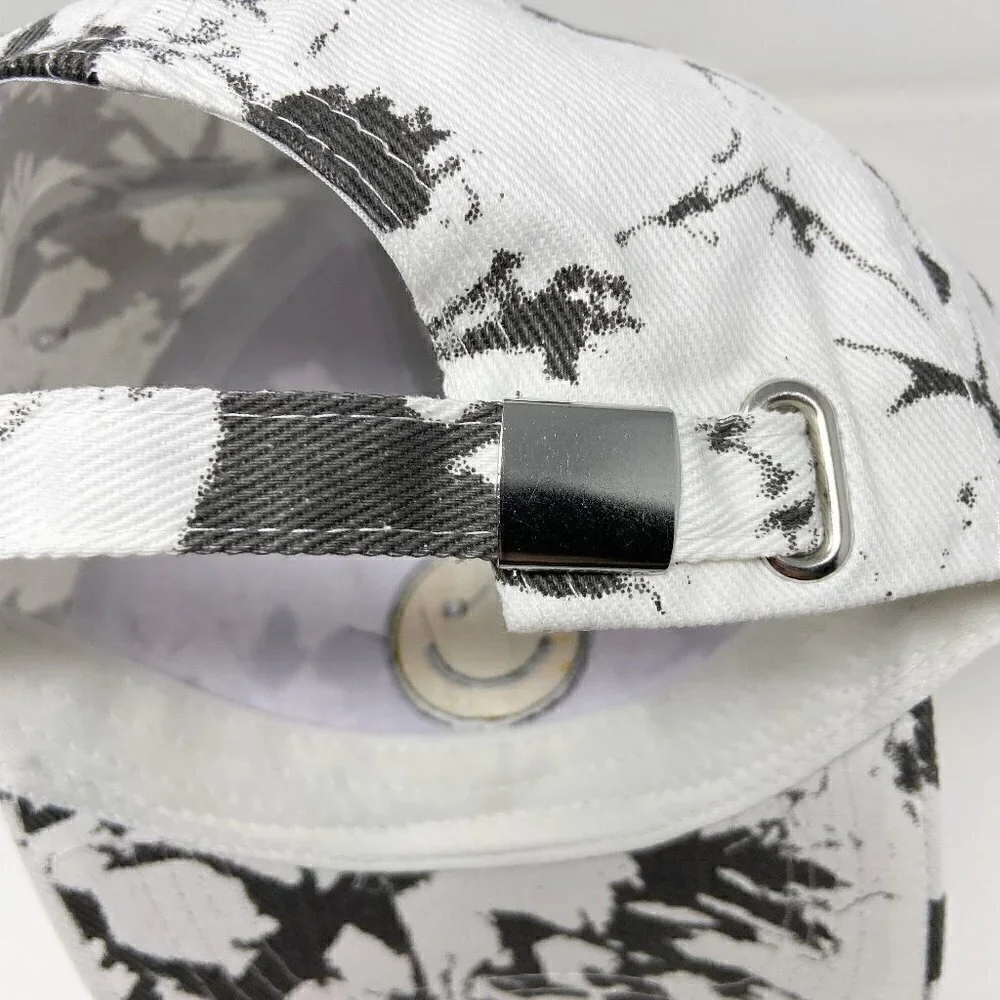 Smiley Face White Gray Tie Dye Ball Cap Hat